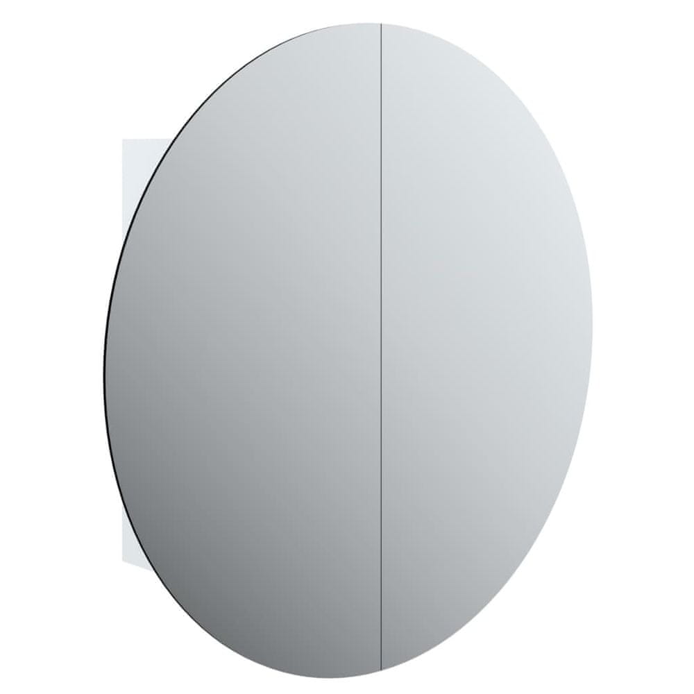 Vidaxl Kúpeľňová skrinka s okrúhlym zrkadlom a LED biela 54x54x17,5 cm